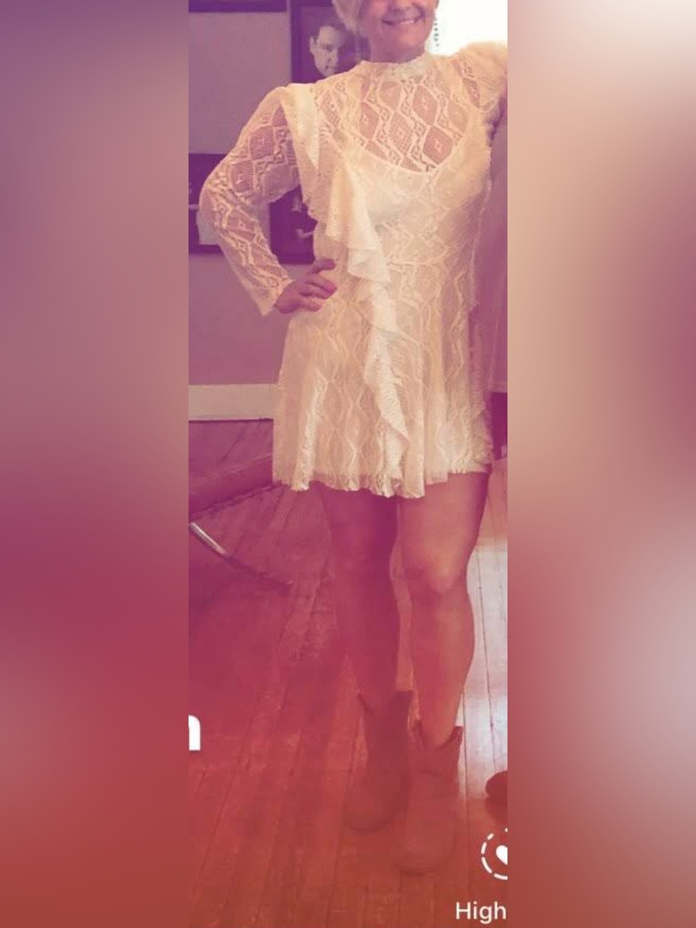 Free People Rock Candy Dress Lace Ruffle Mini Skirt - Cream